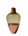 Stacking Vessel Made of Blown Glass, Metal & Wood | Olive / Bronze | 38 × 20 cm.