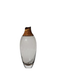 Handmade Glass decorative vase – Glass & Wood – Smoke (23×9 cm)