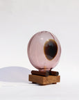 Unique Velora Table Lamp made of blown glass & solid wood – Rose/Topaz (35–45 × 20–28 cm.)