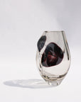 Handmade blown glass vase – Clear/Smoke (22–32 × 20 cm)