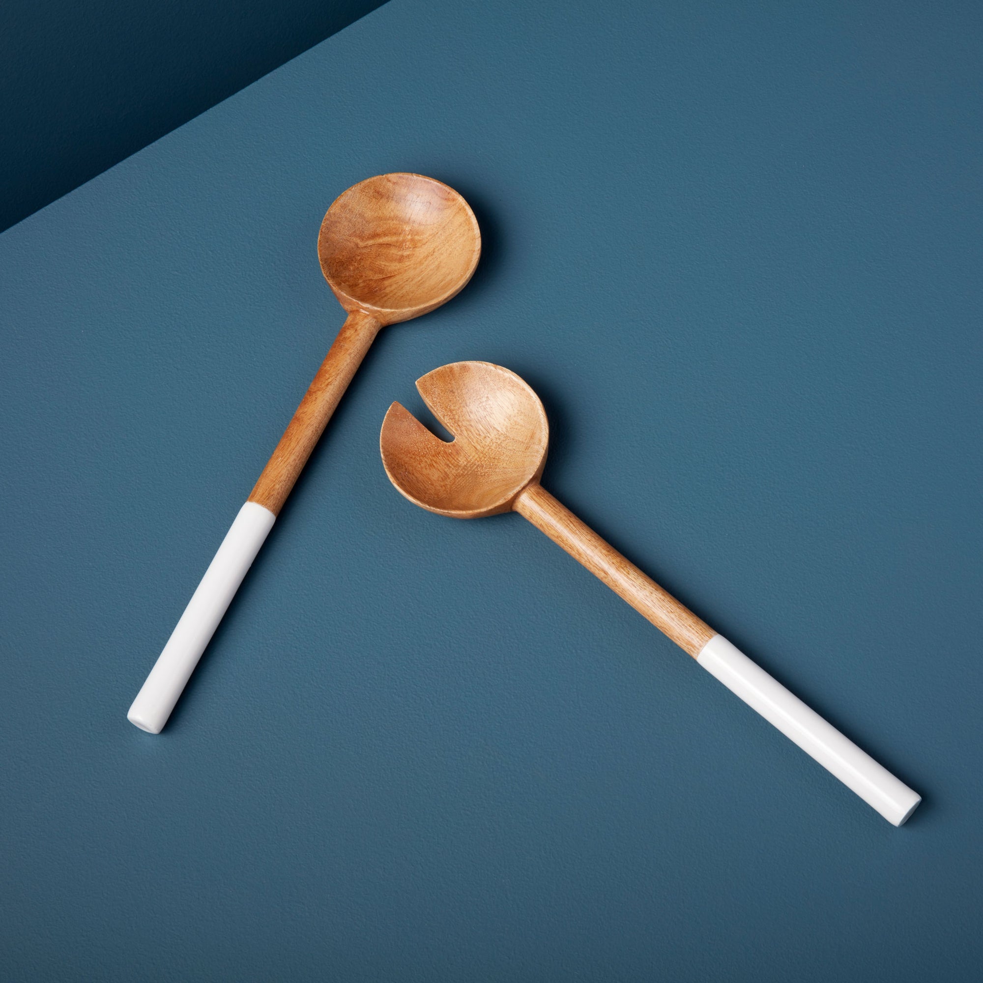 Mango Wood Salad Set with Bowl &amp; Serving Spoons (Essential)