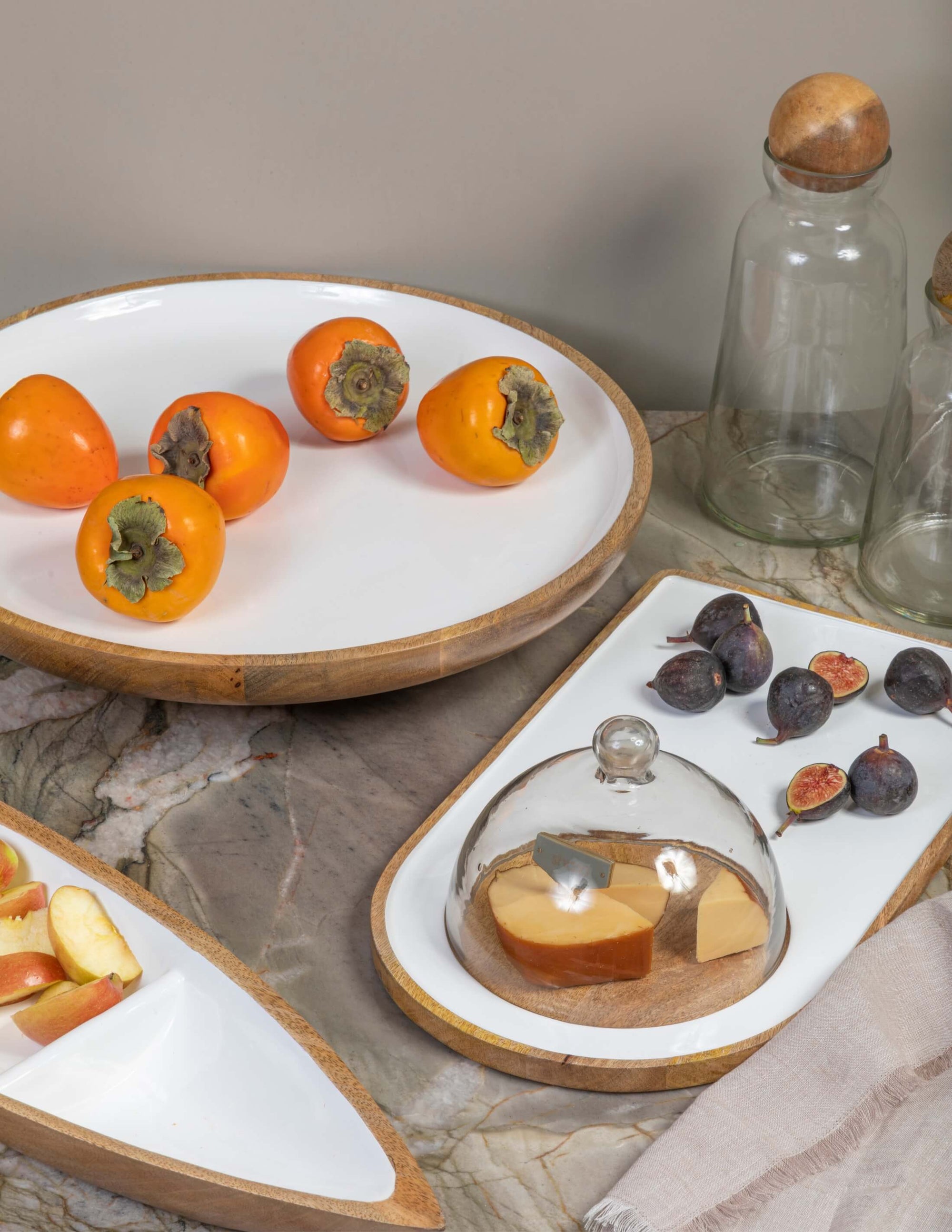 Γυάλινο Καπάκι Τυριού με Ξύλινη Βάση από Mango Wood