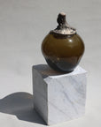 Blown glass vase with natural branch – Smoke Grey (26 cm &amp; 35 cm)