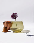 Stacking Vessel Made of Blown Glass, Metal &amp; Wood | Olive / Bronze | 38 × 20 cm.