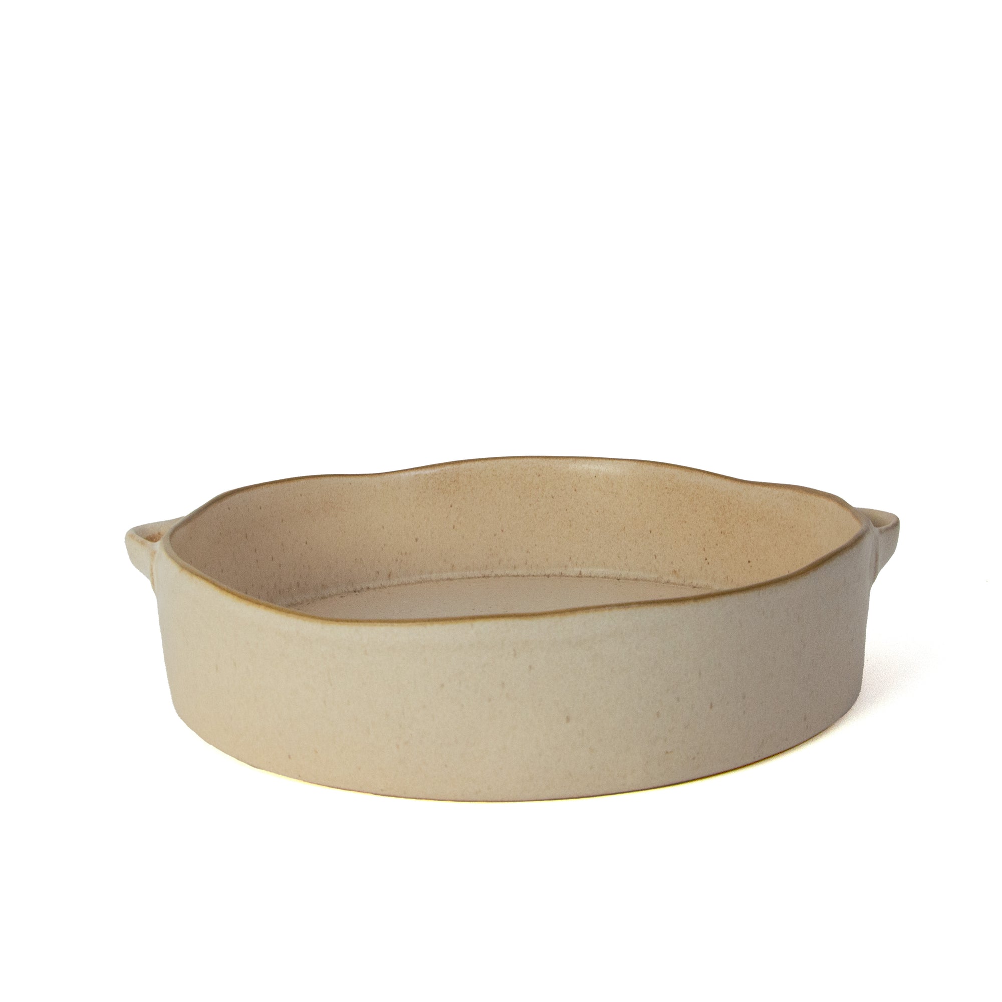 Round Oven Dish – Stoneware with Natural Finish