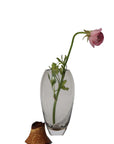 Handmade Glass decorative vase – Glass & Wood – Smoke (23×9 cm)