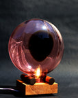 Unique Velora Table Lamp made of blown glass &amp; solid wood – Rose/Topaz (35–45 × 20–28 cm.)