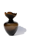 Handmade vase – Blown glass &amp; wood (29×24 cm) – Smoke