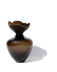 Handmade vase – Blown glass &amp; wood (29×24 cm) – Smoke