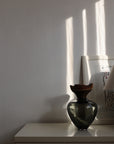 Handmade vase – Blown glass &amp; wood (29×24 cm) – Smoke