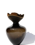 Handmade vase – Blown glass &amp; wood (29×24 cm) – Smoke